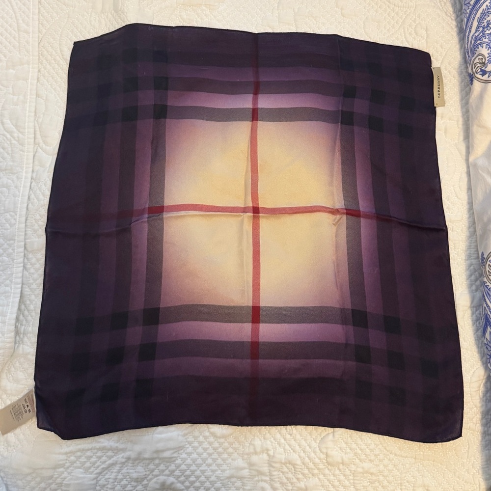 Burberry purple check square scarf - Picture 2 of 5